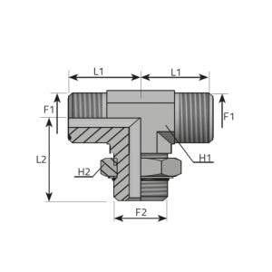 Adjustable Branch Tee male ORFS – male UNF with O-ring. (TMO..MOU..P)